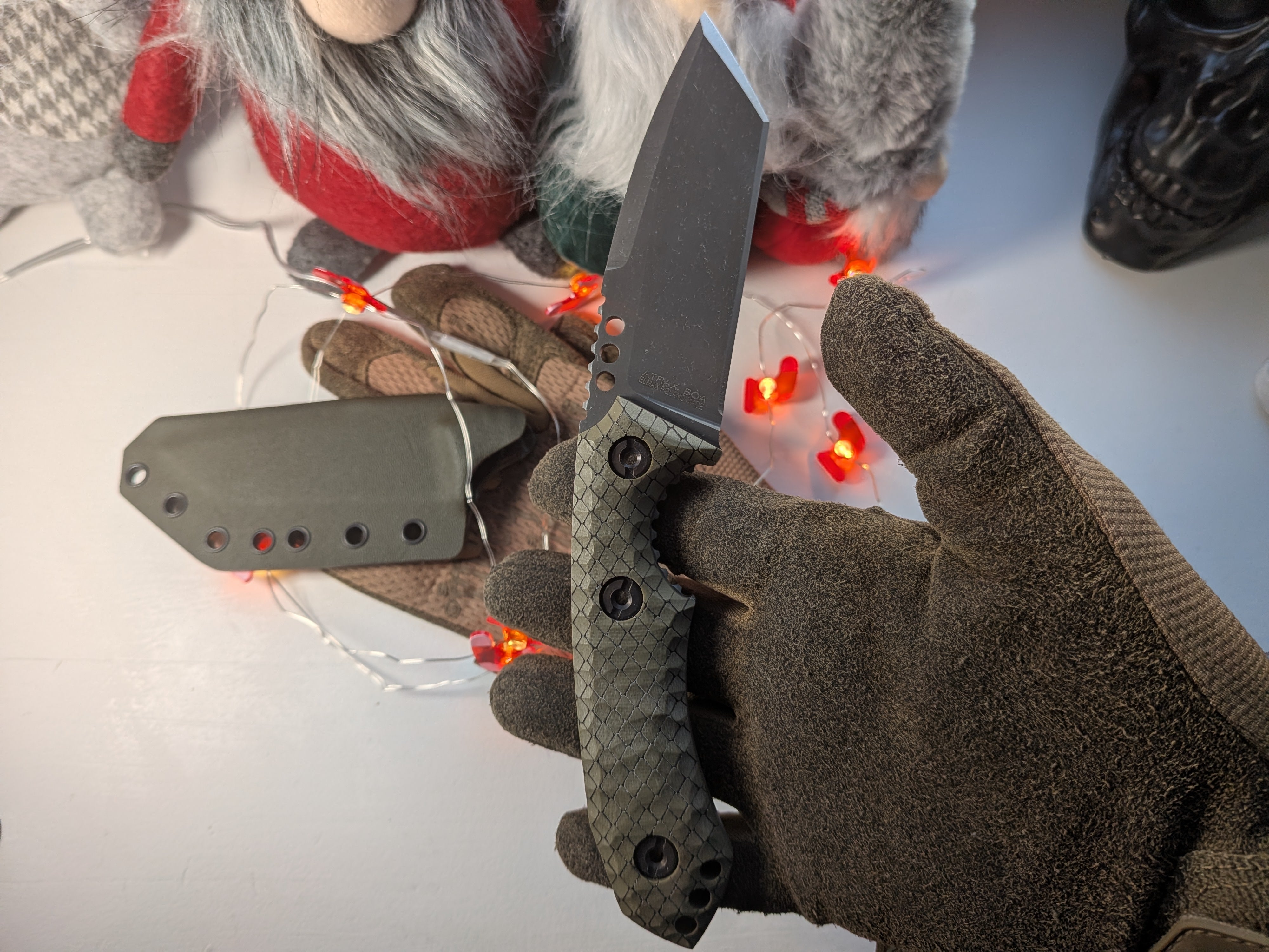 Nóż taktyczny Atrax BOA Stonewashed z brązową rękojeścią G10