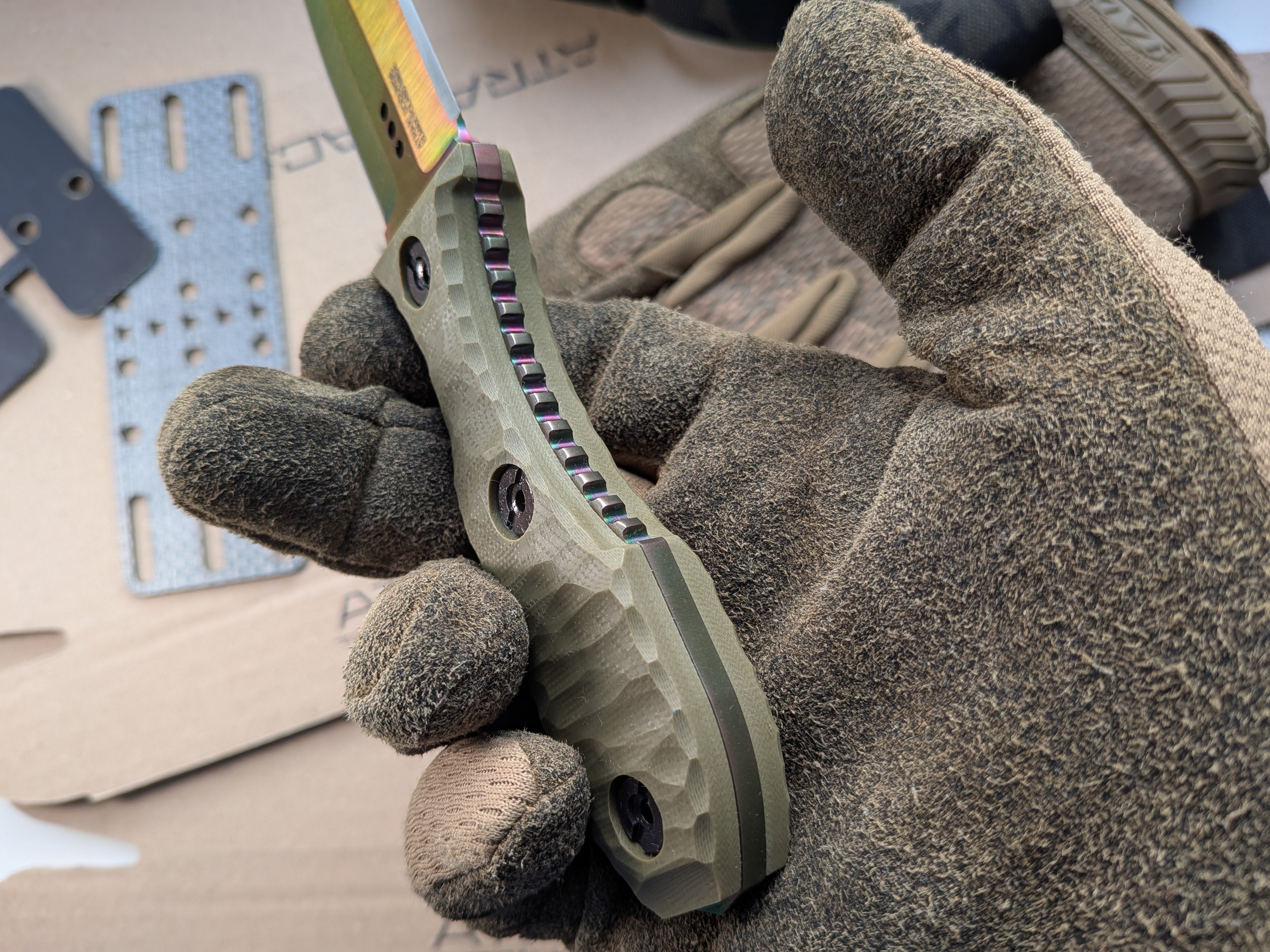 Atrax SCOURGE DAGGER ARC ta-C coating Tactical Knife with OD Green G10 Handle