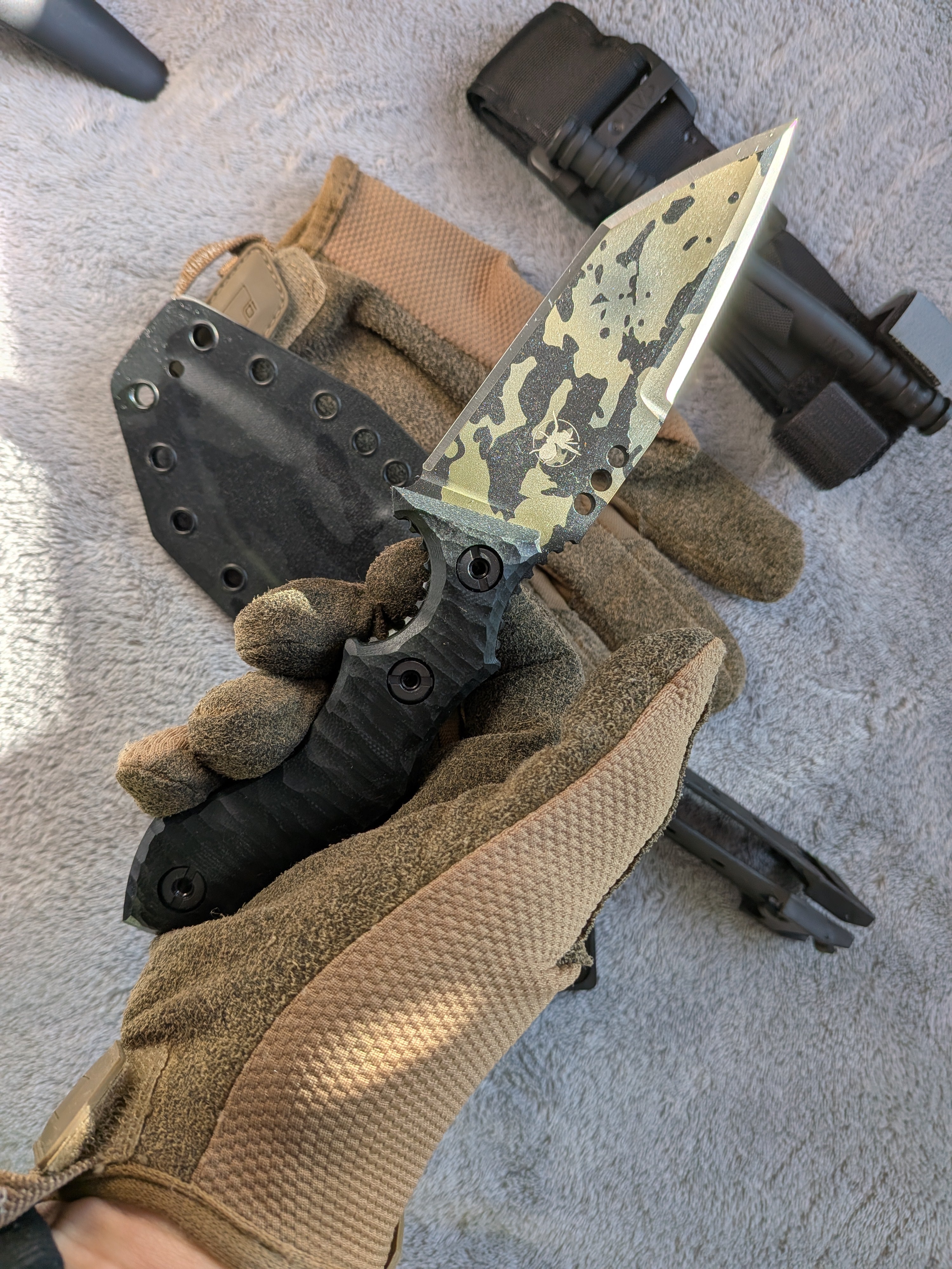 Atrax Rogue Tactical Knife with Black G10 Handle & Multicam black cerakote coating