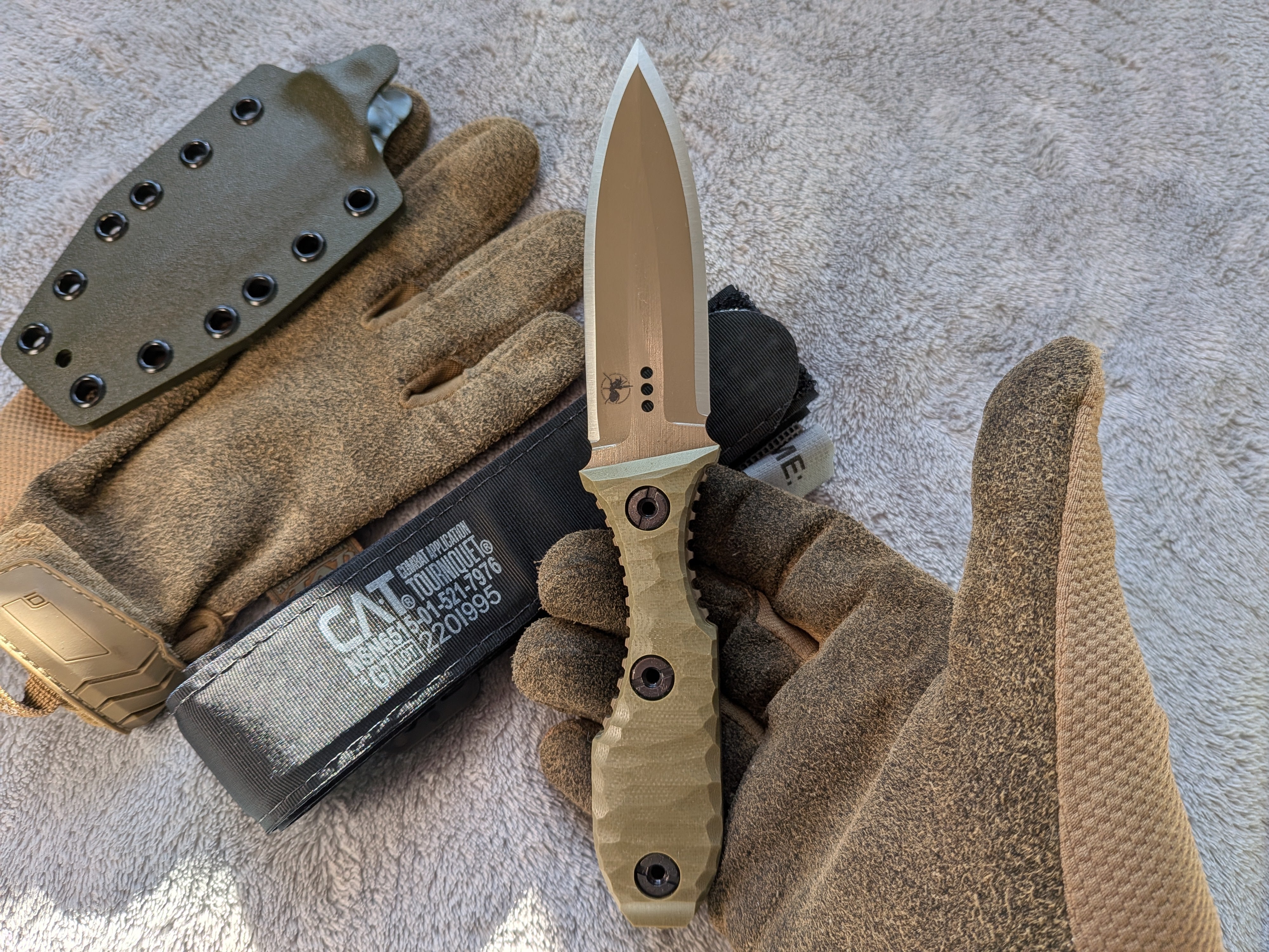 Atrax SCOURGE DAGGER Magpul cerakote coating Tactical Knife with OD Green G10 Handle
