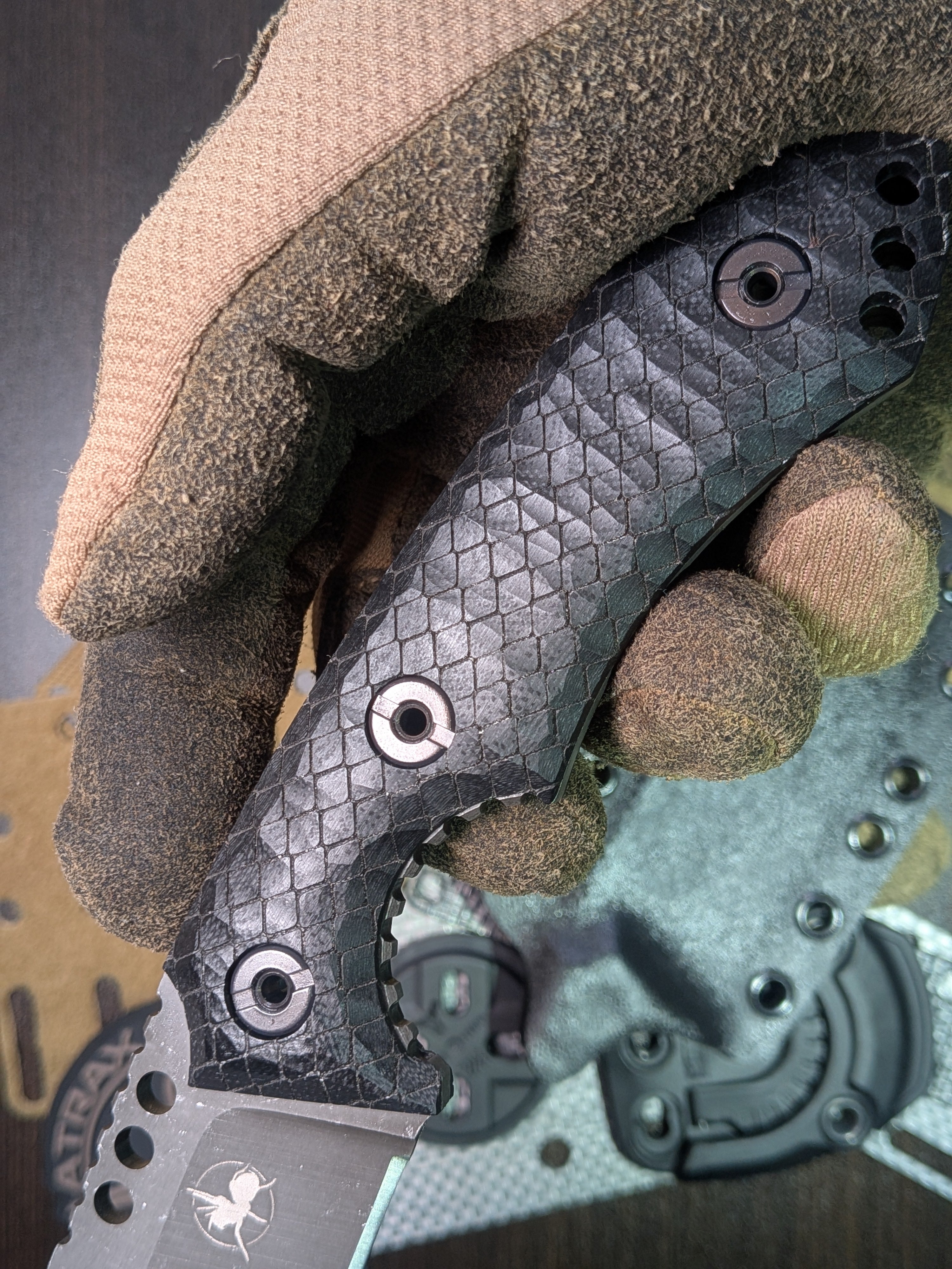 Atrax BOA Stonewashed Tactical Knife with Black G10 handle and Black Kydex