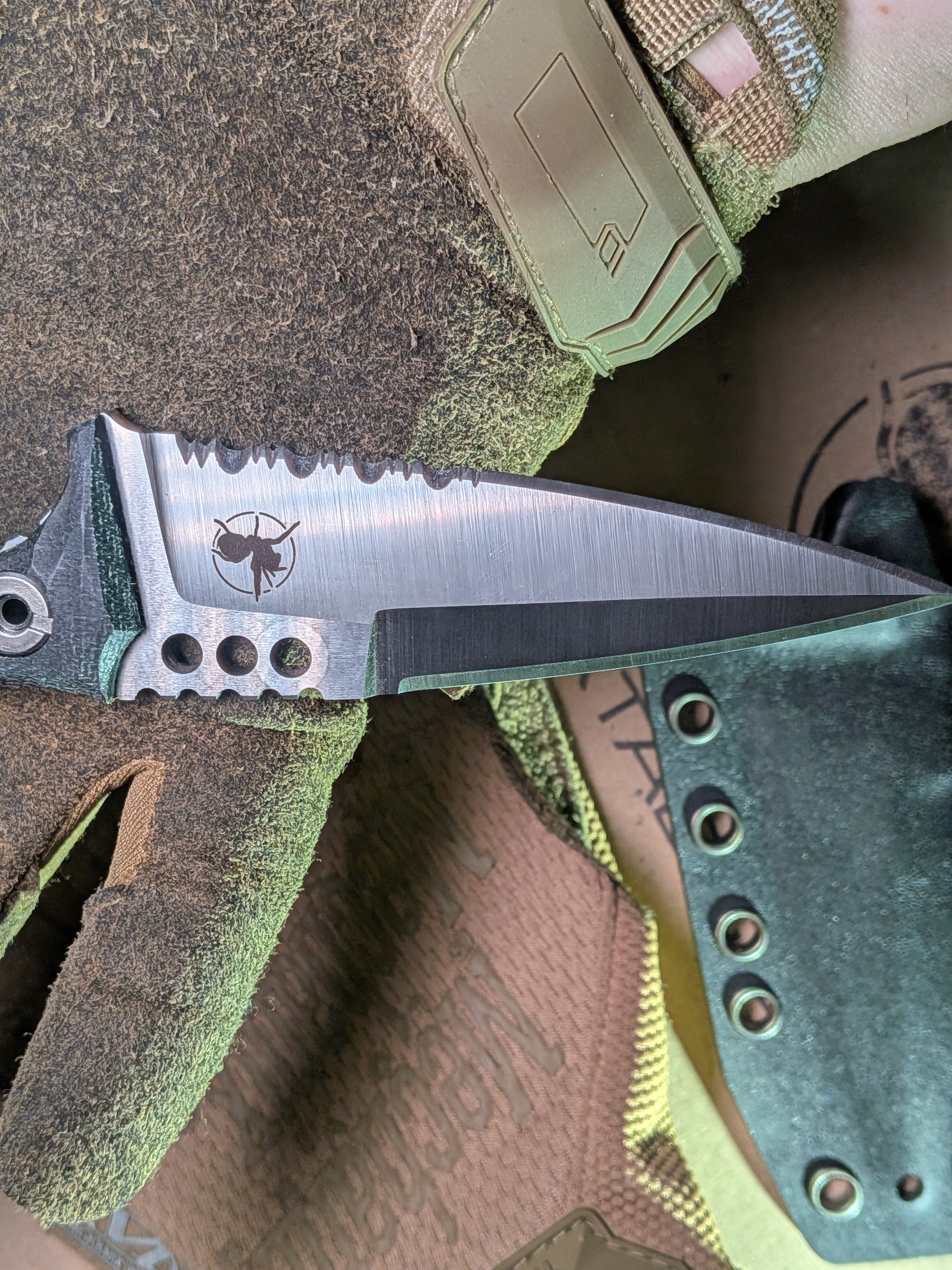 Atrax HAVOC silver satin Tactical Knife with Black Canvas Micarta handle