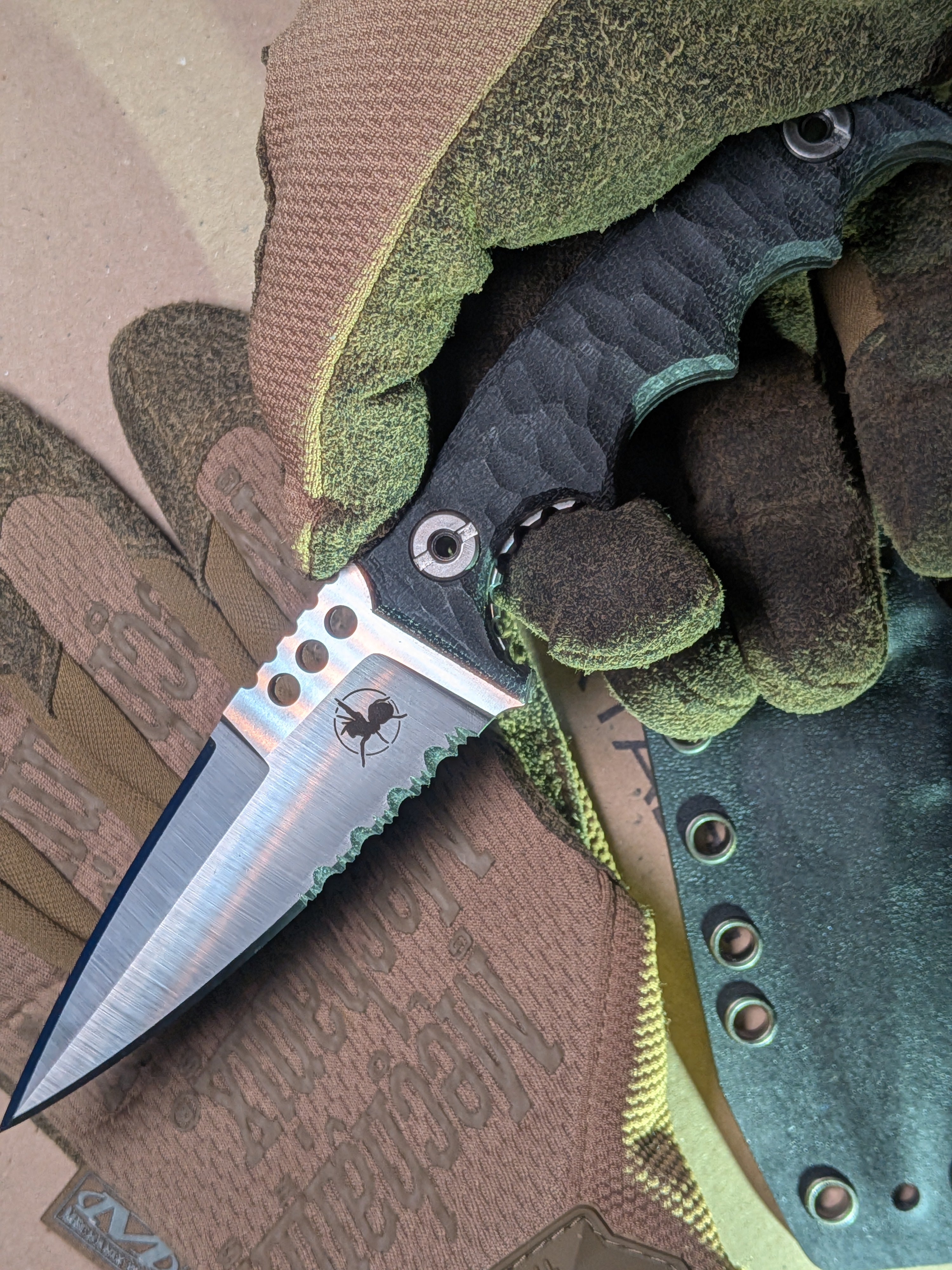 Atrax HAVOC silver satin Tactical Knife with Black Canvas Micarta handle