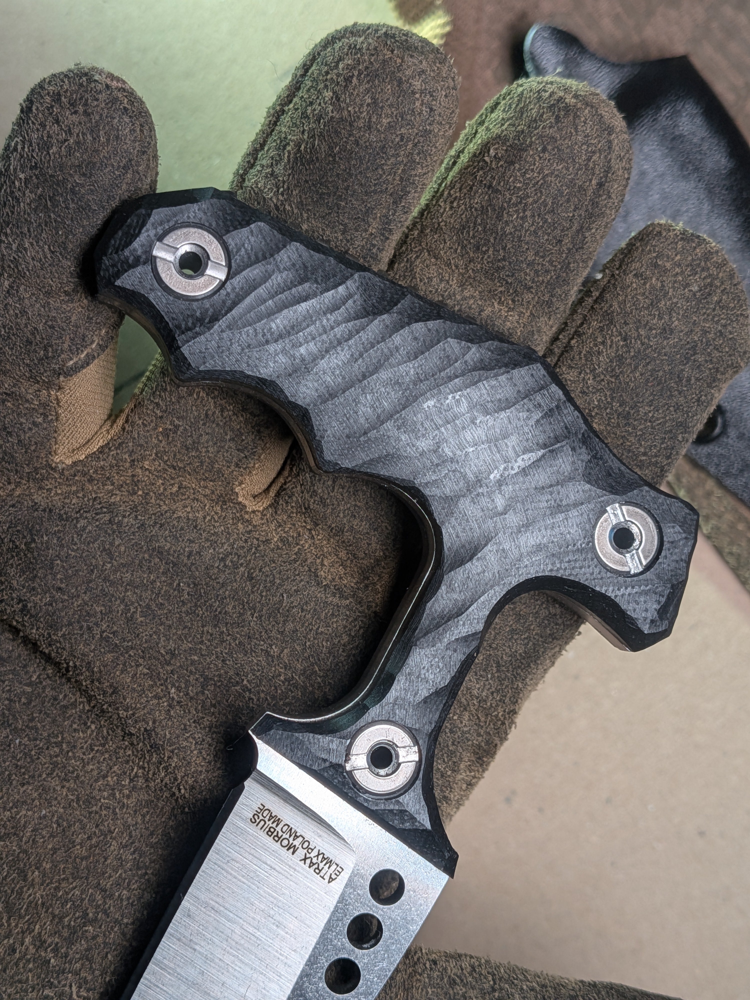 Atrax MORBIUS silver satin tactical Push Knife with Black Handle