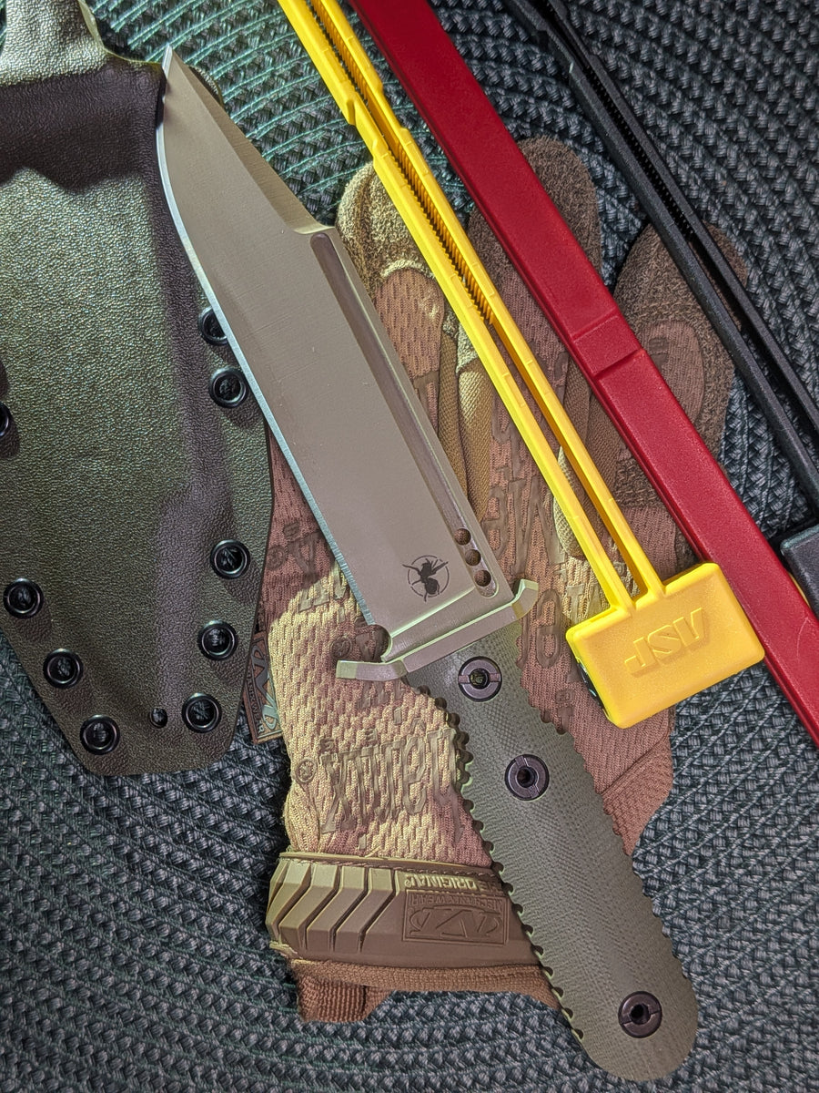 ATRAX GPOINT — nóż taktyczny, Magpul Cerakote, oliwkowa rękojeść G10