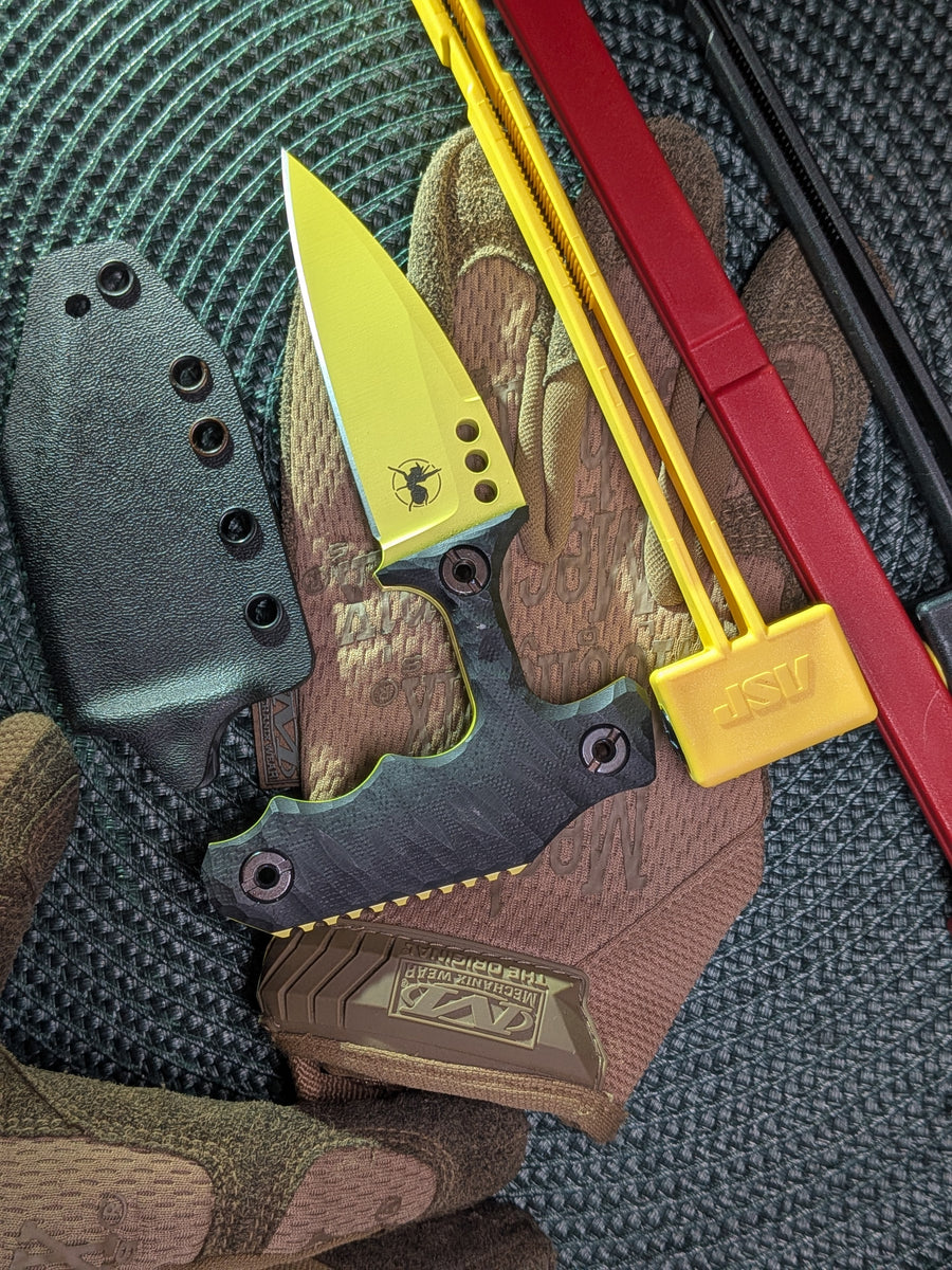 ATRAX MORBIUS — nóż typu push dagger, Lemon Zest Cerakote, czarne G10