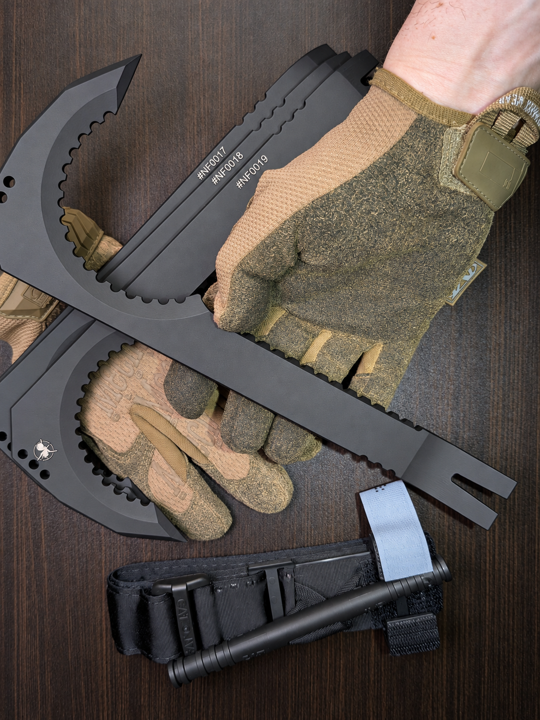 Atrax NFORCE in Armor Black Cerakote, original scene with tactical gloves, view 5