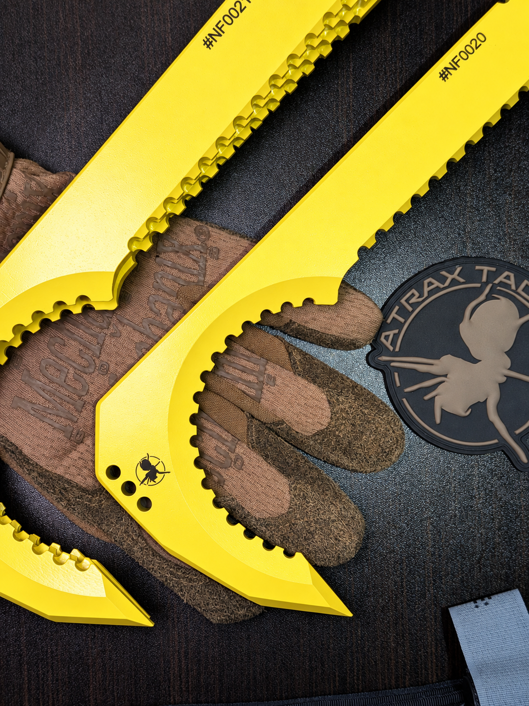 Atrax NFORCE in Lemon Zest Cerakote, original scene with tactical gloves, view 8