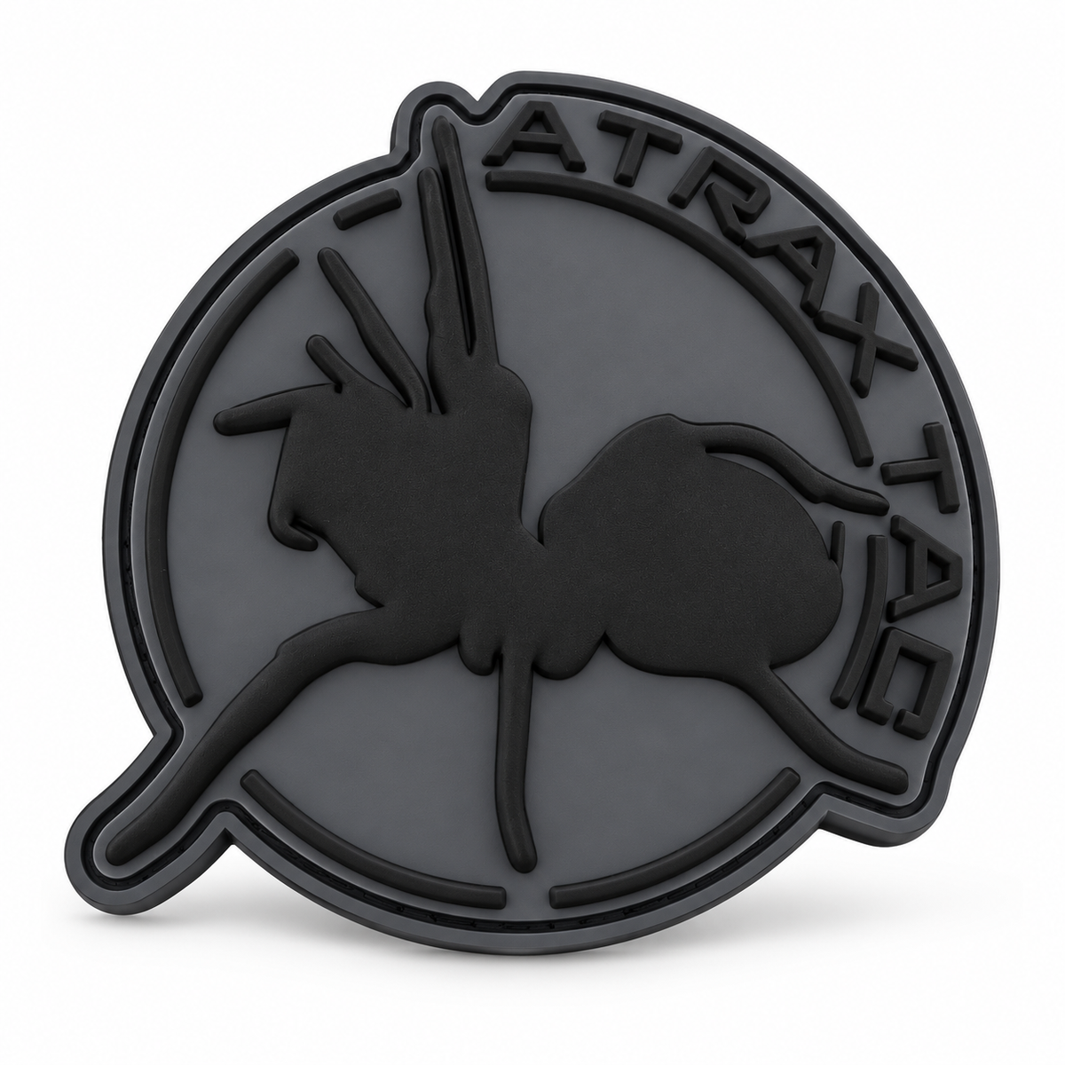 Gray AtraxTac PVC spider patch on white background