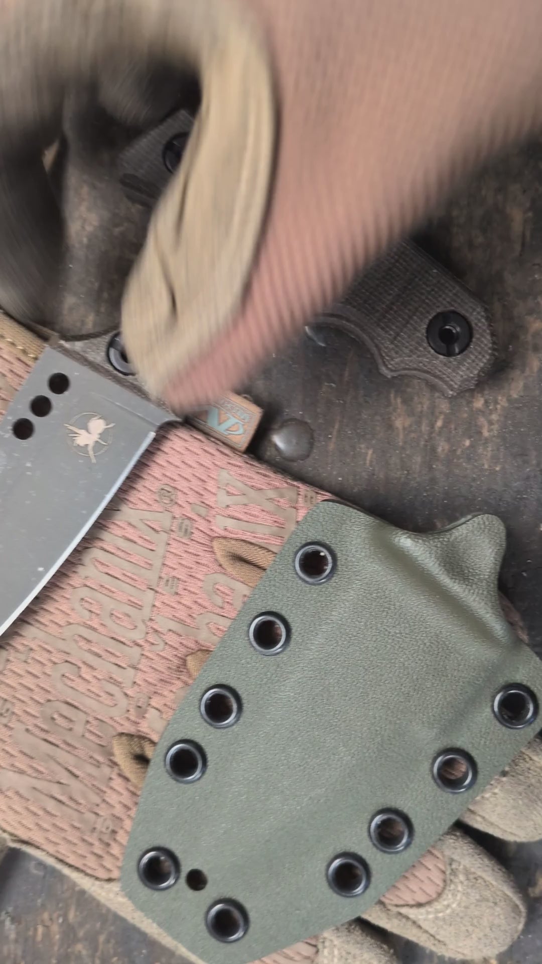 Atrax MORBIUS Tactical Push Knife with Green Canvas Micarta Handle & Stonewashed steel finish